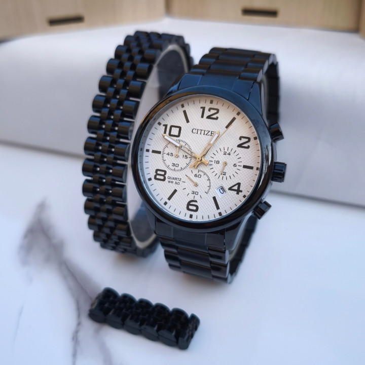 خرید ست ساعت انگشتر دستبند مردانه مشکی ارزان مناسب کادو