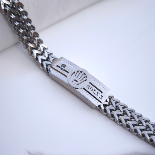 خرید دستبند مردانه زنجیری رولکس استیل رنگ ثابت شیک ارزان
