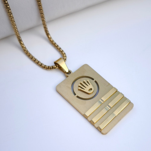 خرید گردنبند رولکس مردانه طلایی استیل رنگ ثابت شیک ارزان