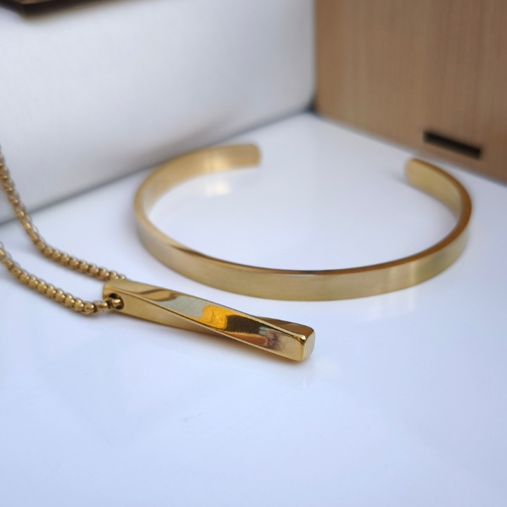 خرید ست بنگل و گردنبند پیچی مردانه شیک ارزان مناسب کادو