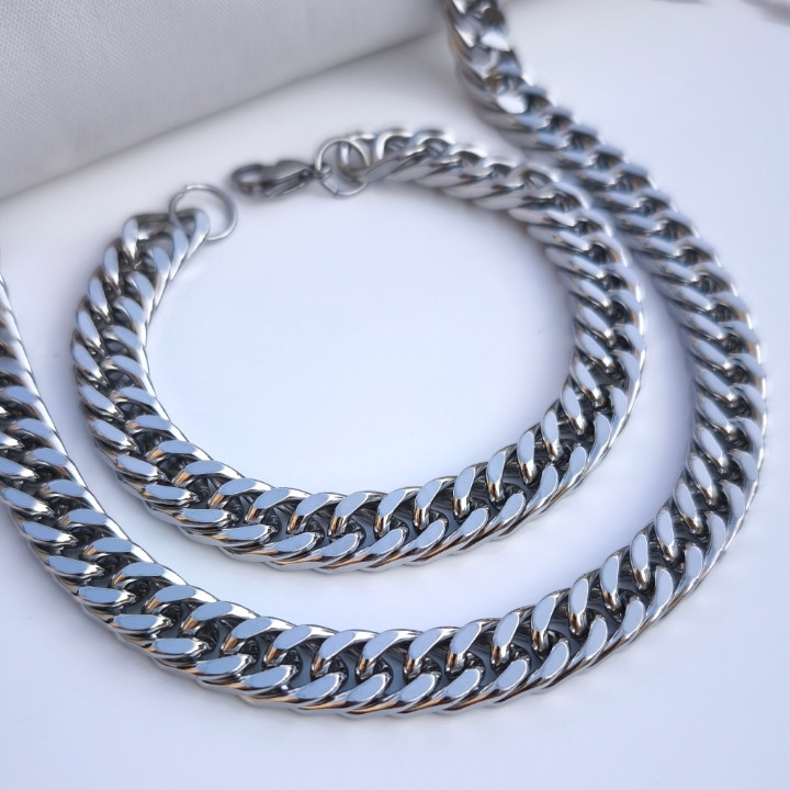 خرید ست دستبند گردنبند مردانه کارتیه استیل رنگ ثابت شیک مناسب کادو