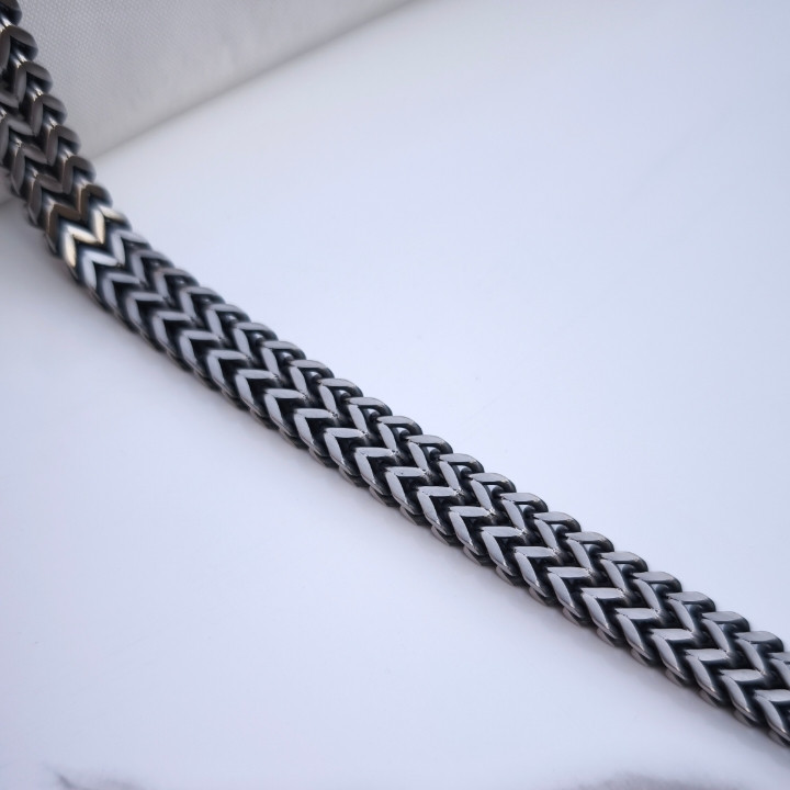 خرید دستبند مردانه بافت دم روباهی سیاه قلم استیل رنگ ثابت