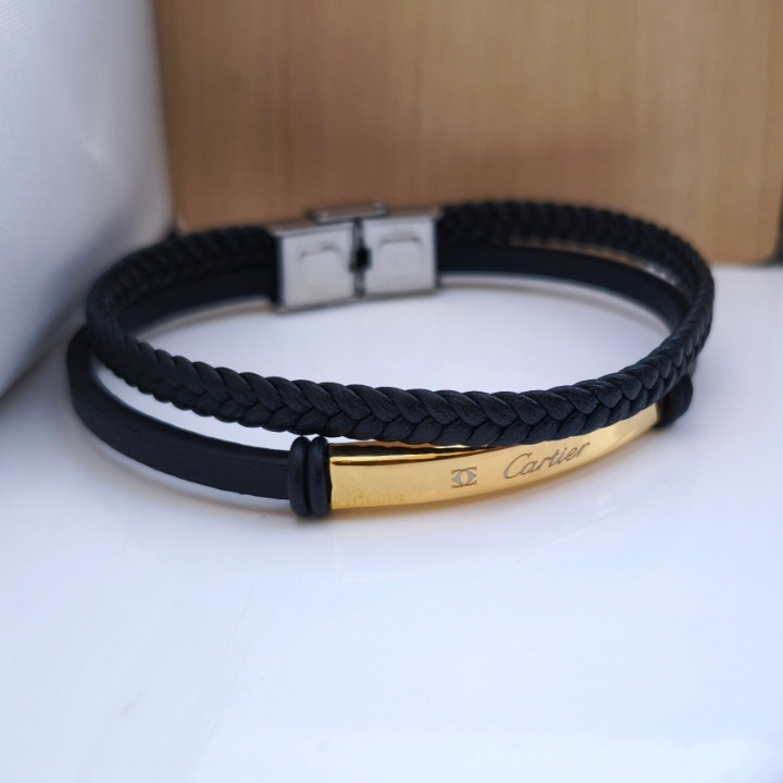 خرید دستبند چرمی مردانه دو ردیفه کارتیر مشیک شیک قیمت مناسب