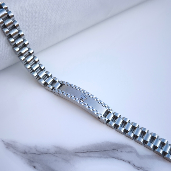دستبند مردانه نقره ای رولکس استیل رنگ ثابت شیک ارزان مناسب کادو