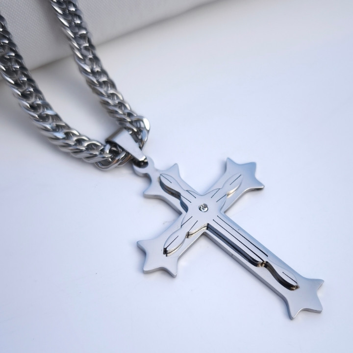 خرید گردنبند مردانه صلیب شیک ارزان قیما مناسب برای کادو