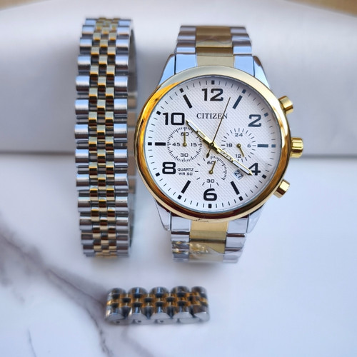 خرید ست ساعت دستبند انگشتر مردانه طلایی نقره ای استیل رنگ ثابت شیک ارزان