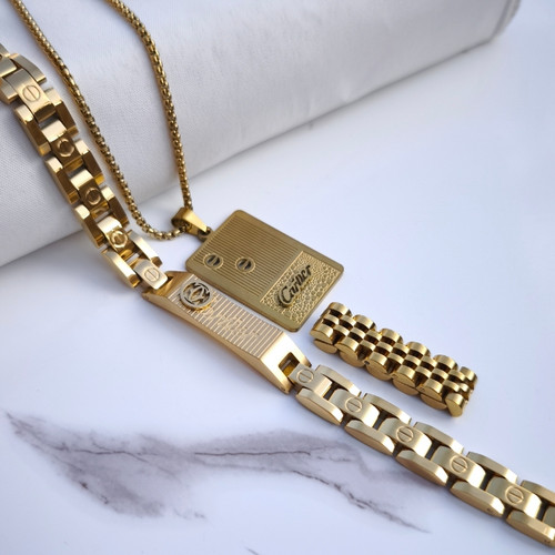 خرید ست کارتیر مردانه طلایی استیل رنگ ثابت شیک ارزان مناسب کادو