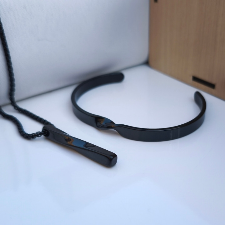 خرید ست گردنبند دستبند مردانه مشکی استیل رنگ ثابت شیک قیمت مناسب