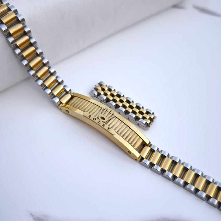 خرید ست دستبند انگشتر مردانه طلایی نقره ای رولکس استیل رنگ ثابت شیک ارزان مناسب کادو