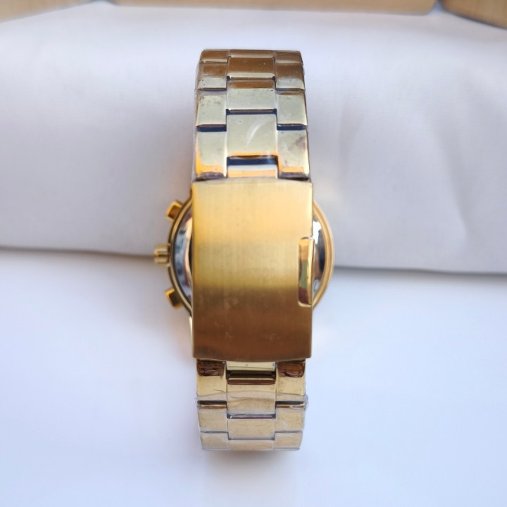 خرید ساعت طلایی بند فلزی مردانه سه موتور فعال شیک ارزان