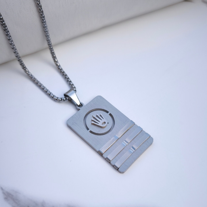 خرید گردنبند رولکس مردانه نقره ای رنگ ثابت شیک ارزان مناسب کادو