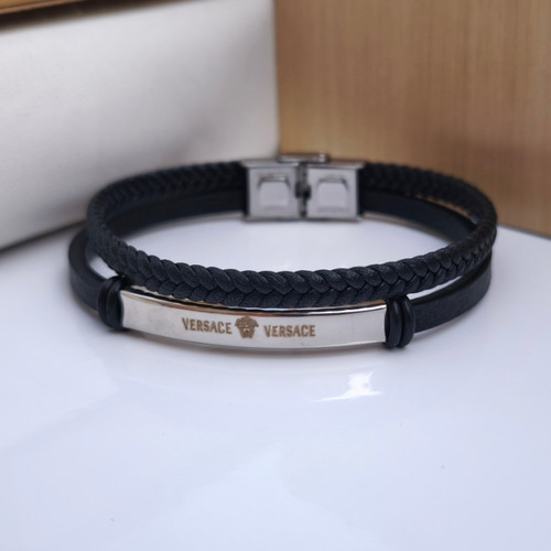 خرید دستبند چرمی ورساچه چرمی دو دور ارزان شیک مناسب کادو