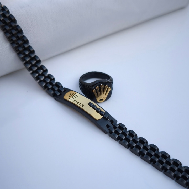 خرید ست انگشتر دستبند رولکس مشکی مردانه رنگ ثابت شیک قیمت مناسب
