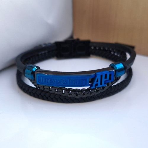 دستبند چرمی مردانه سه ردیفه شیک ارزان مناسب کادو