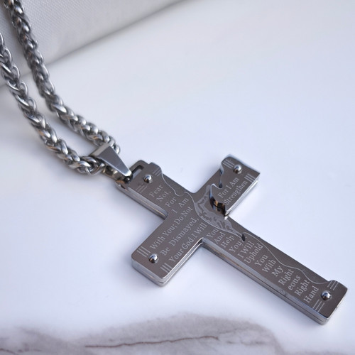 خرید گردنبند صلیب مردانه استیل رنگ ثابت شیک ارزان مناسب کادو