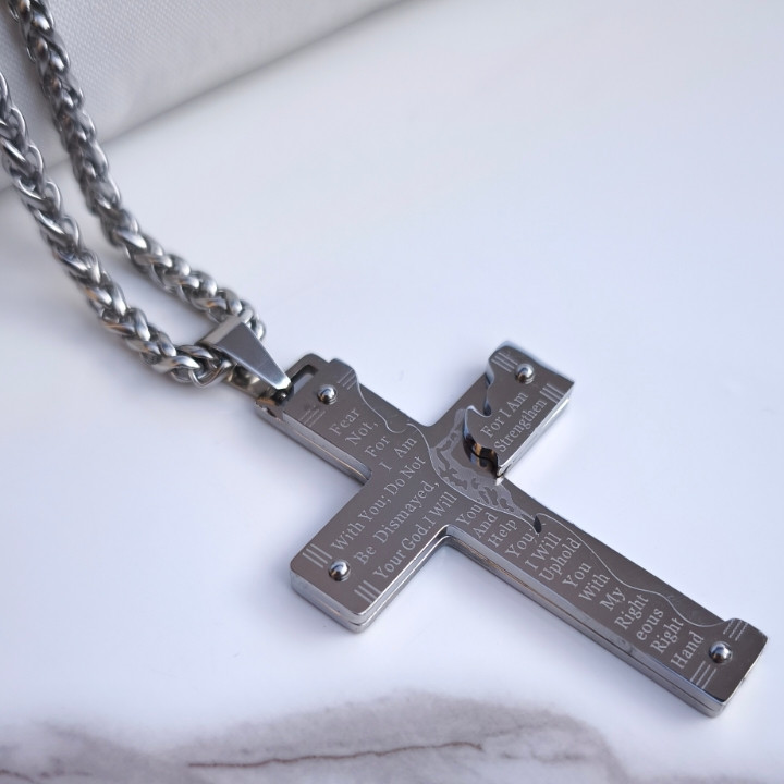 خرید گردنبند صلیب مردانه استیل رنگ ثابت شیک ارزان مناسب کادو