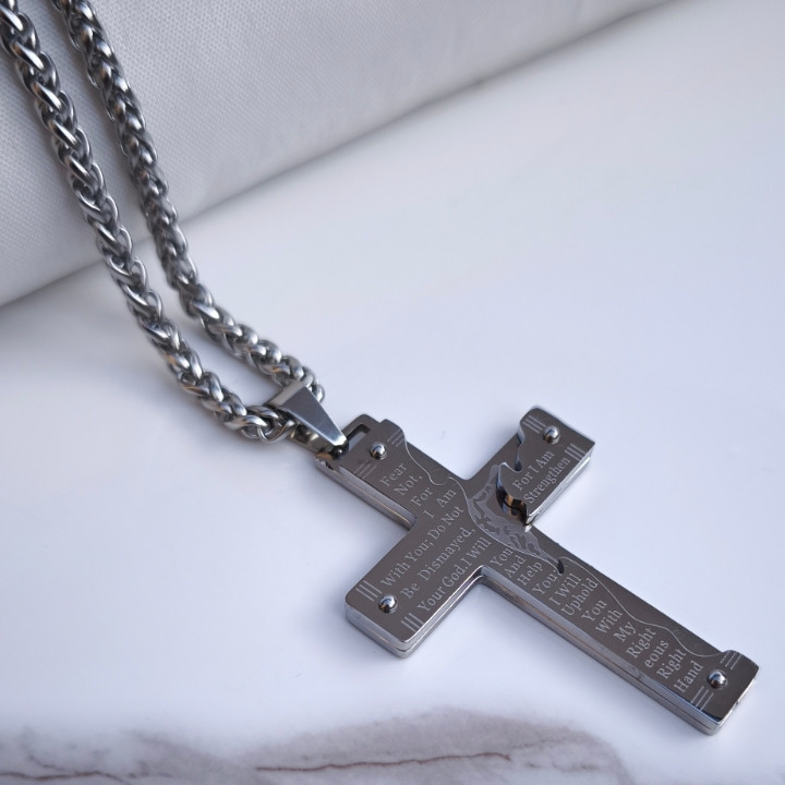 خرید پلاک صلیب استیل رنگ ثابت شیک ارزان مناسب هدیه