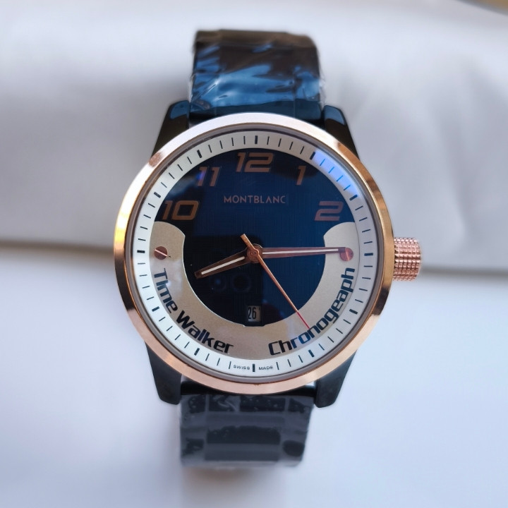 خرید ساعت مشکی مردانه مونتبلانک استیل رنگ ثابت شیک ارزان مناسب کادو