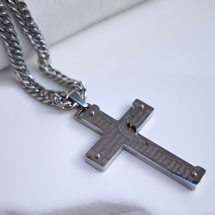 خرید گردنبند صلیب مردانه استیل رنگ ثابت شیک ارزان مناسب کادو