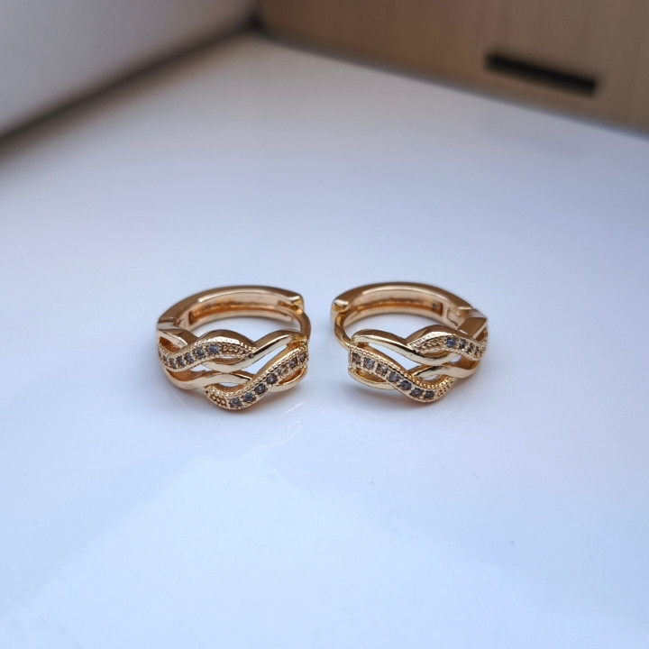 خرید گوشواره حلقه ای ژوپینگ طلایی رنگ ثابت شیک ارزان مناسب کادو