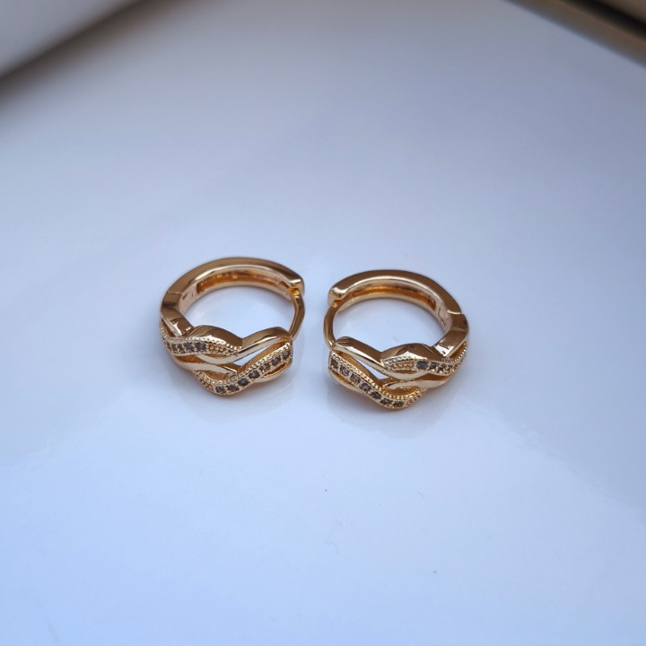 گلگوش دخترانه طلایی نگینی ژوپینگ رنگ ثابت شیک ارزان