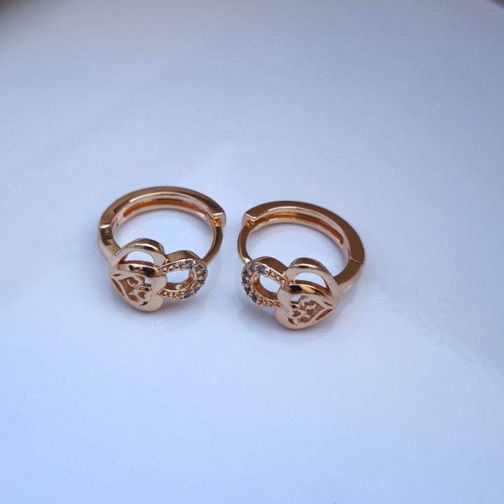 خرید گلگوش دخترانه قلبی ژوپینگ رنگ ثابت طلایی