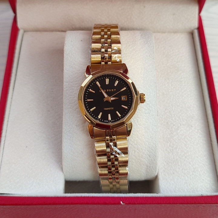 ساعت زنانه طلایی بند فلزی لدفورت با کارت گارانتی و جعبه شیک