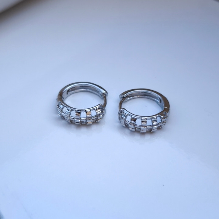 گوشواره ژوپینگ دخترانه نقره ای رنگ ثابت شیک ارزان