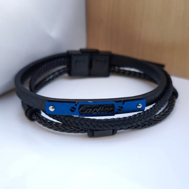 خرید دستبند چرمی مردانه کارتیر سه دور شیک ارزان مناسب کادو