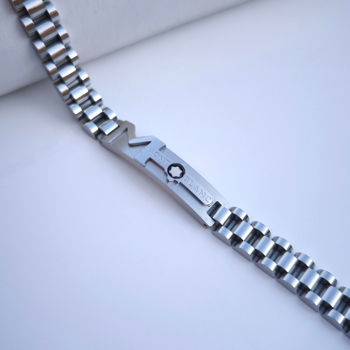 خرید دستبند مردانه مونتبلانک استیل رنگ ثابت شیک ارزان مناسب کادو
