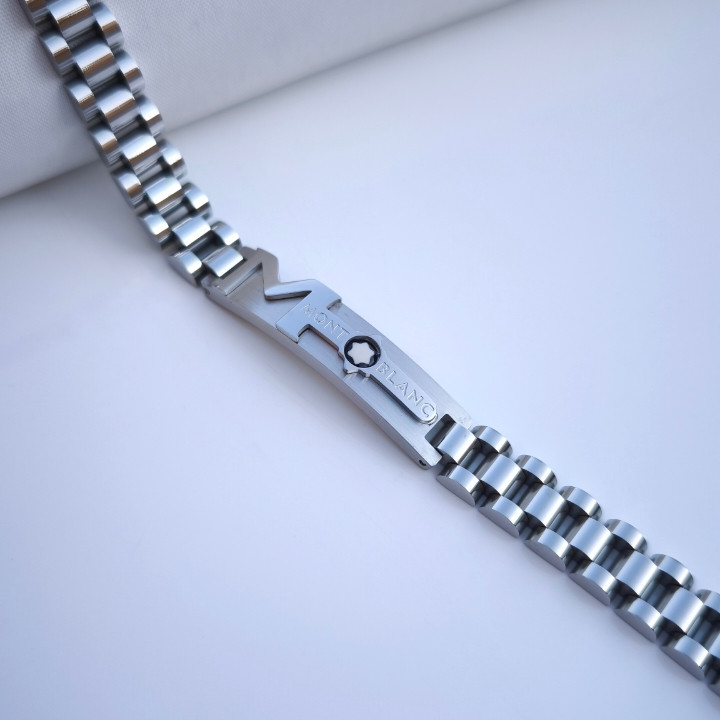 خرید دستبند مردانه مونتبلانک استیل رنگ ثابت شیک ارزان مناسب کادو
