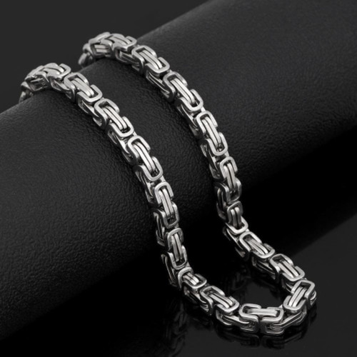 خرید زنجیر بیزانس مردانه نقره ای استیل رنگ ثابت شیک قیمت مناسب