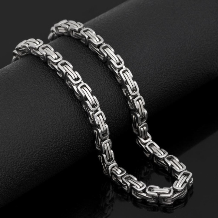 خرید زنجیر بیزانس مردانه نقره ای استیل رنگ ثابت شیک قیمت مناسب